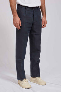 MINIERA hemp cotton herringbone navy 3136