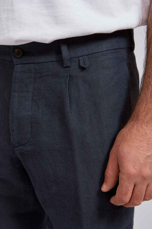 MINIERA hemp cotton herringbone navy 3136