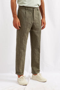 MINIERA hemp cotton herringbone green 3137