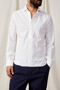 camicia pop over con fiore ricamato 0146