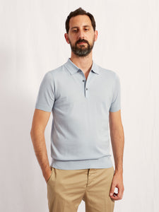 polo collar baby blue merino