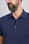 colletto polo merino blu melange