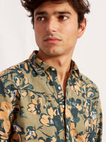 POLO POP OVER linen cotton flower green print 2163