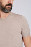 merino sabbia con colletto tondo