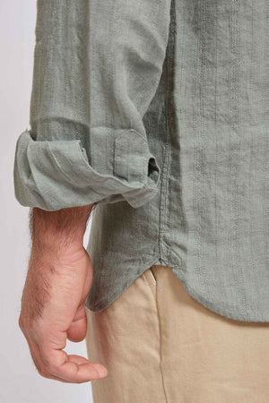 STUDIO hundred natural dobby linen sage 3107