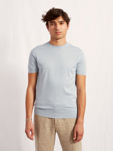 colletto tondo in lana merino celeste
